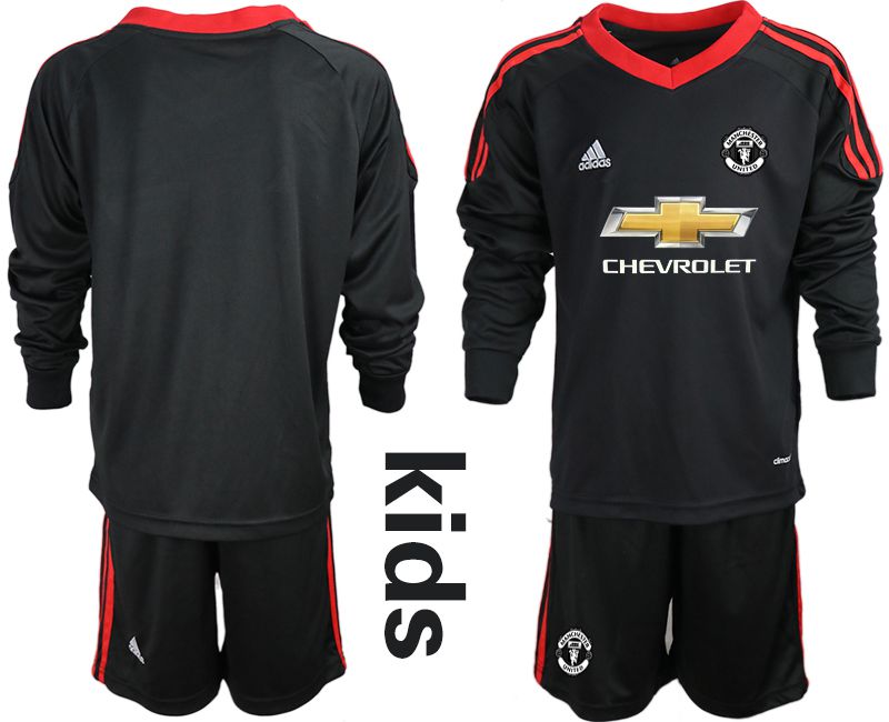 Youth 2020-2021 club Manchester United black long sleeve goalkeeper Soccer Jerseys2->manchester united jersey->Soccer Club Jersey